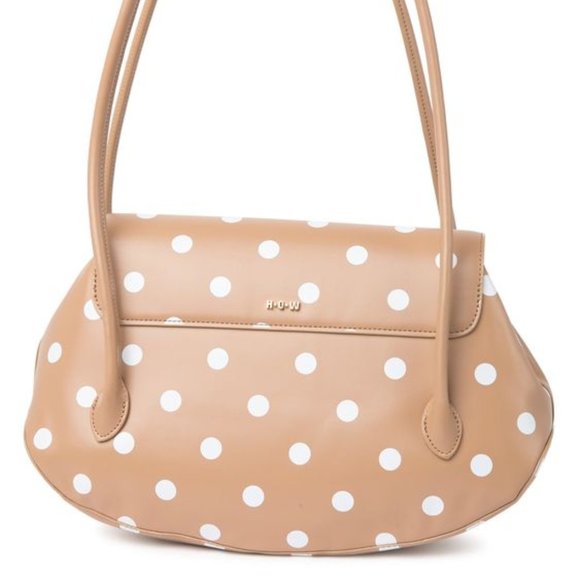 HOUSE OF WANT We Stand Out Shoulder Bag In Tan Polka Dot - Picture 2 of 3